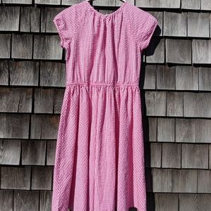Lands End Girls size 14 pink seersucker dress